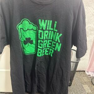 Black T-Shirt with Green Beer Graphic
